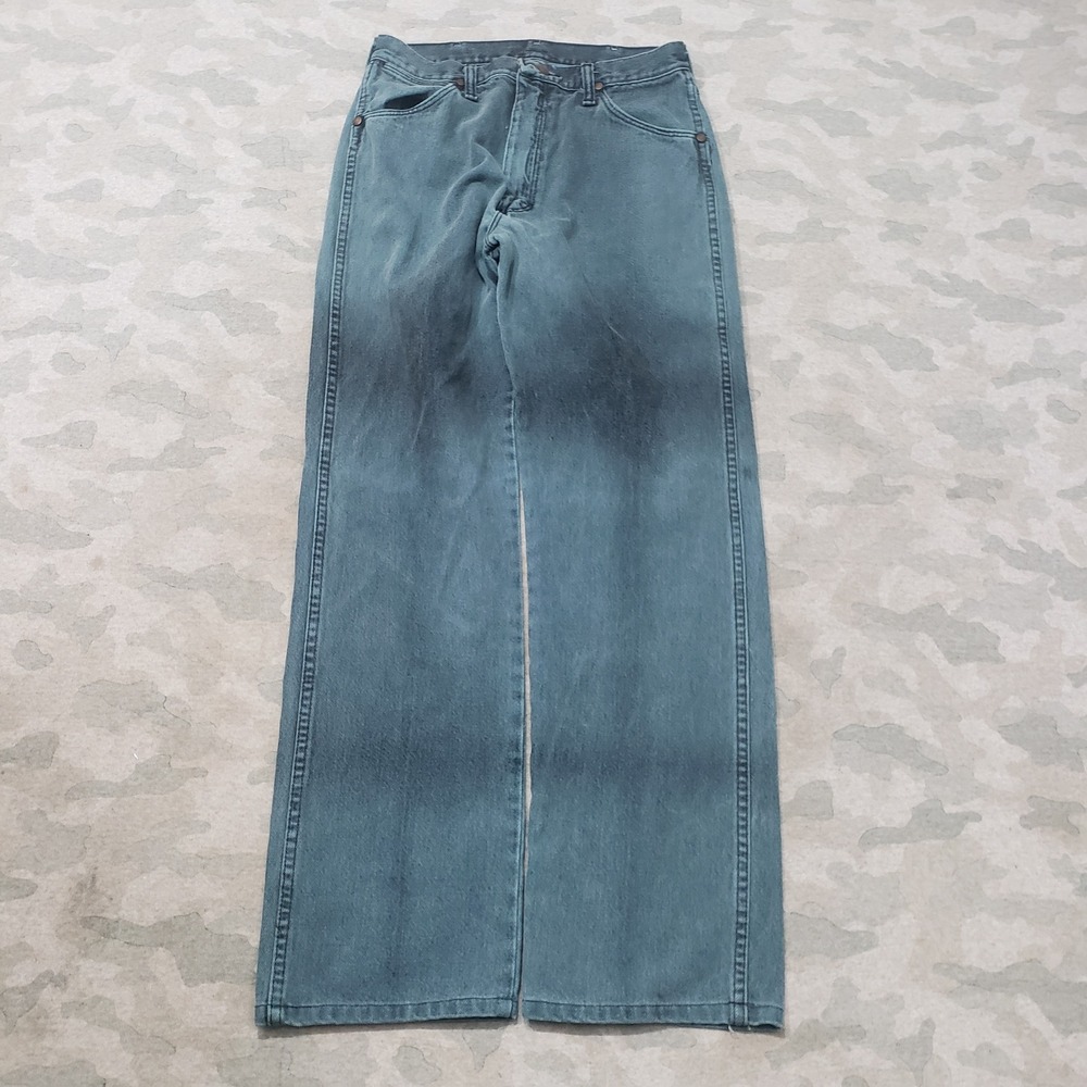 Vintage Wrangler 13MWZFB Jeans Mens 31x36 Green Cowboy Cut Straight Leg Denim